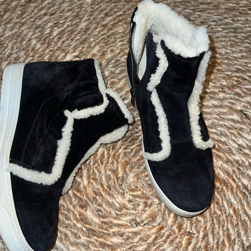 Prada Linea Rossa Shearling High Top Sneakers boots